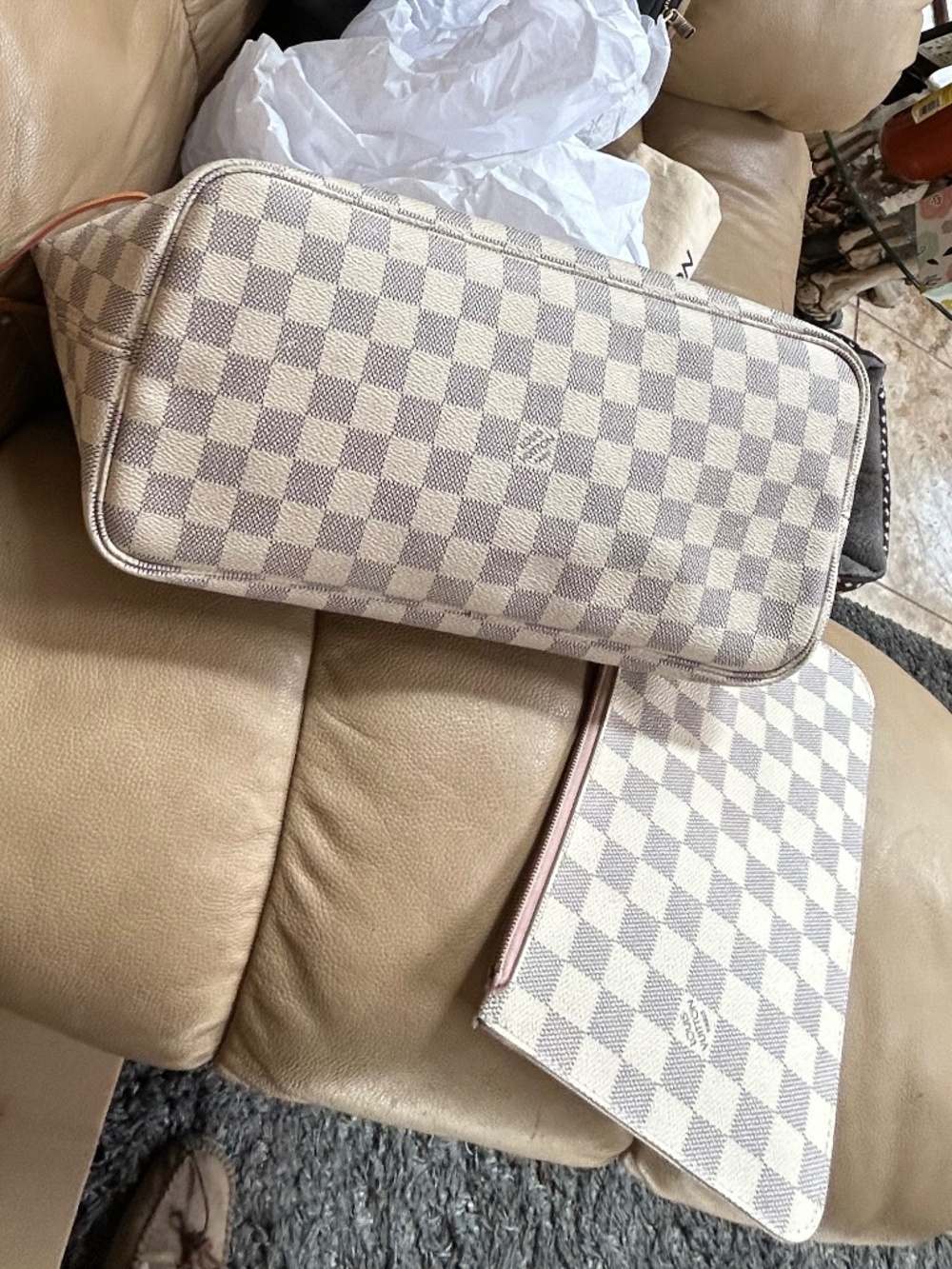 🩷FULL SET Louis Vuitton Neverfull mm Azur Ballerine🩷 - Picture 5 of 15